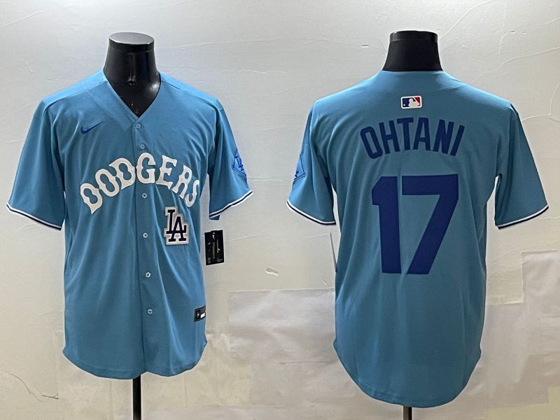 Men Los Angeles Dodgers #17 Ohtani Light Blue Throwback Game 2025 Nike MLB Jersey style 12->los angeles dodgers->MLB Jersey